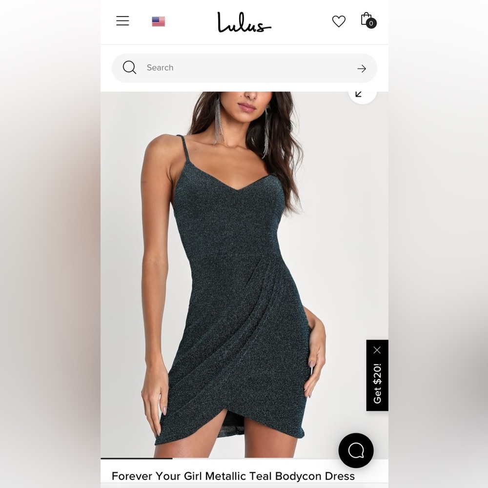 NWT Lulu's Teal Glitter Cocktail/Going Out Dress
